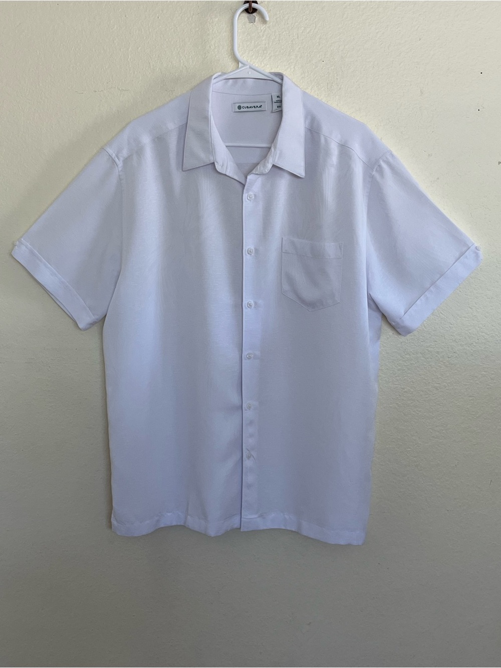 Cubavera Tropical Short Sleeve Button Up White Shirt Size XL